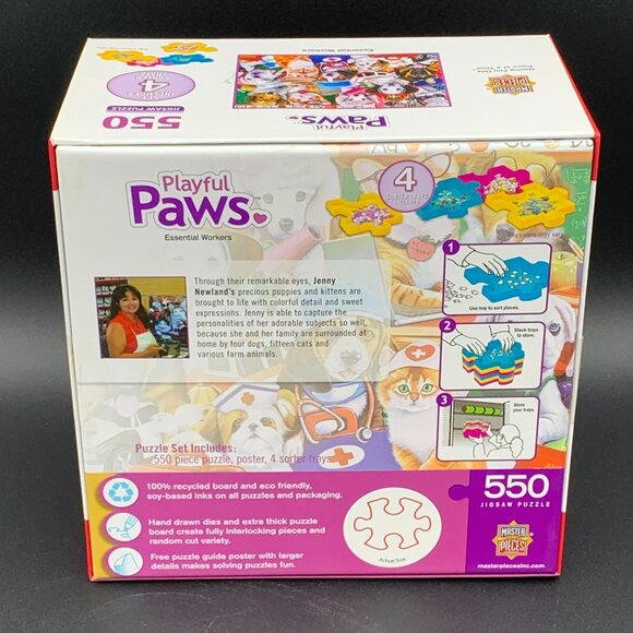 Playful Paws Jigsaw Puzzle 550 Piece Puppies Dogs 4 Sorter Trays Poster - Picture 2 of 7
